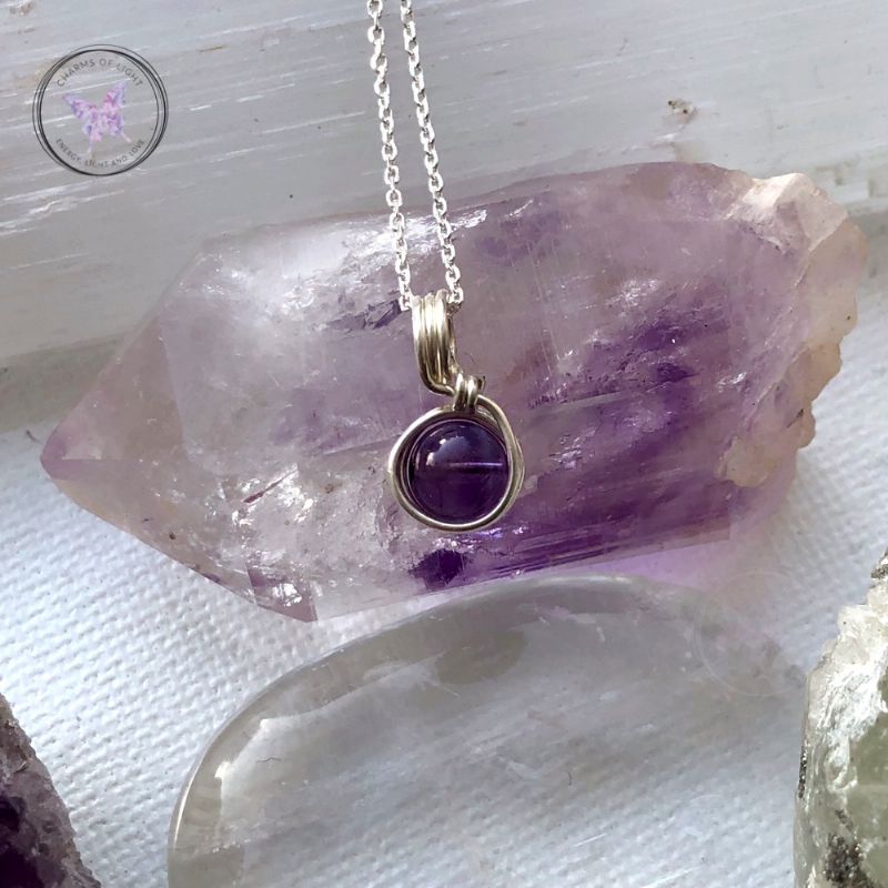 Amethyst Sterling Silver Wire Wrapped Pendant